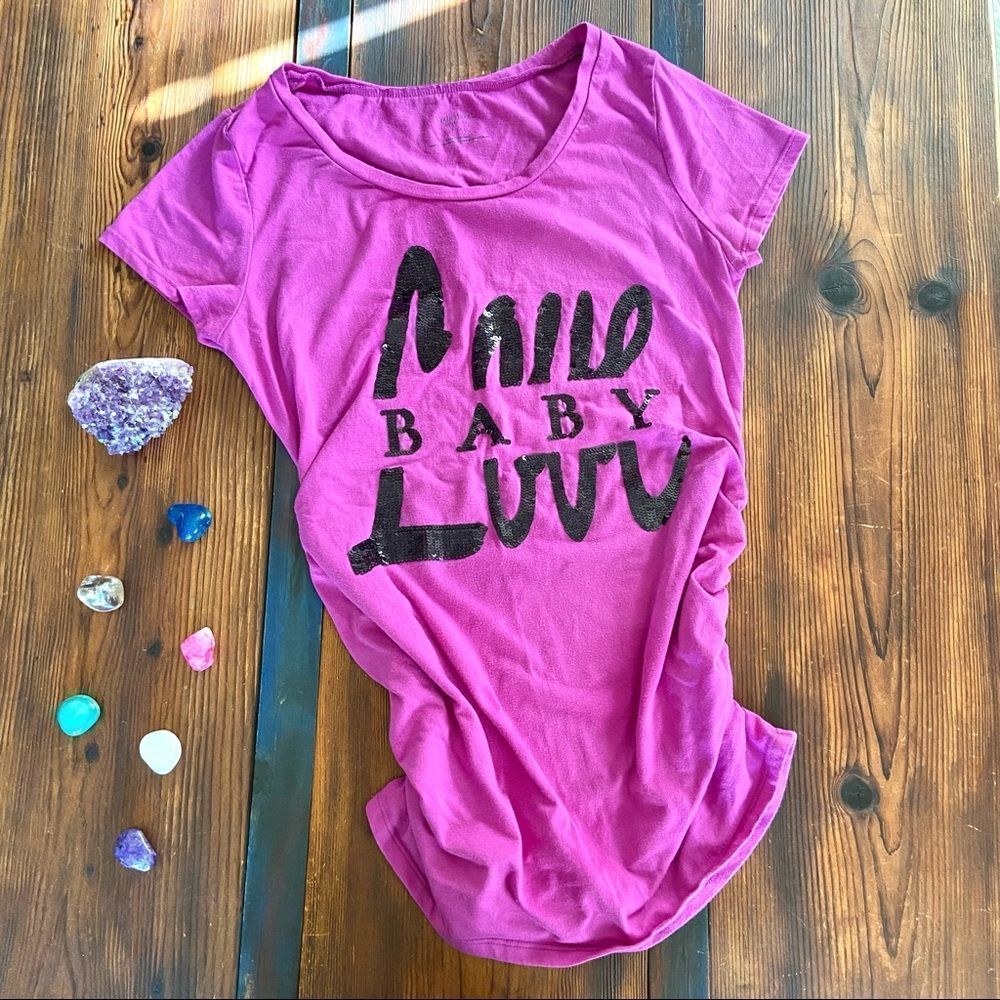 Motherhood Maternity Baby Love Sequin Top